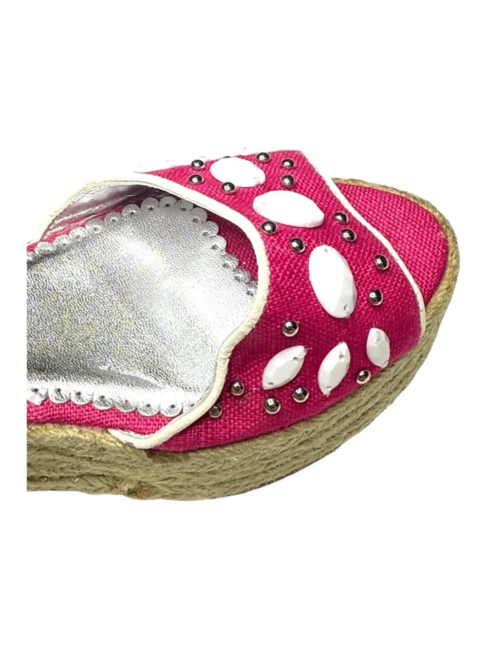 Vintage Y2K: Rafé NY ❤︎︎ Faceted Pearl Embellished Espadrille Sandal ❤︎︎ Pink 9M